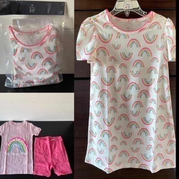 Gap 3 pcs Girls Nightgown Pajamas Set - Picture 2 of 8